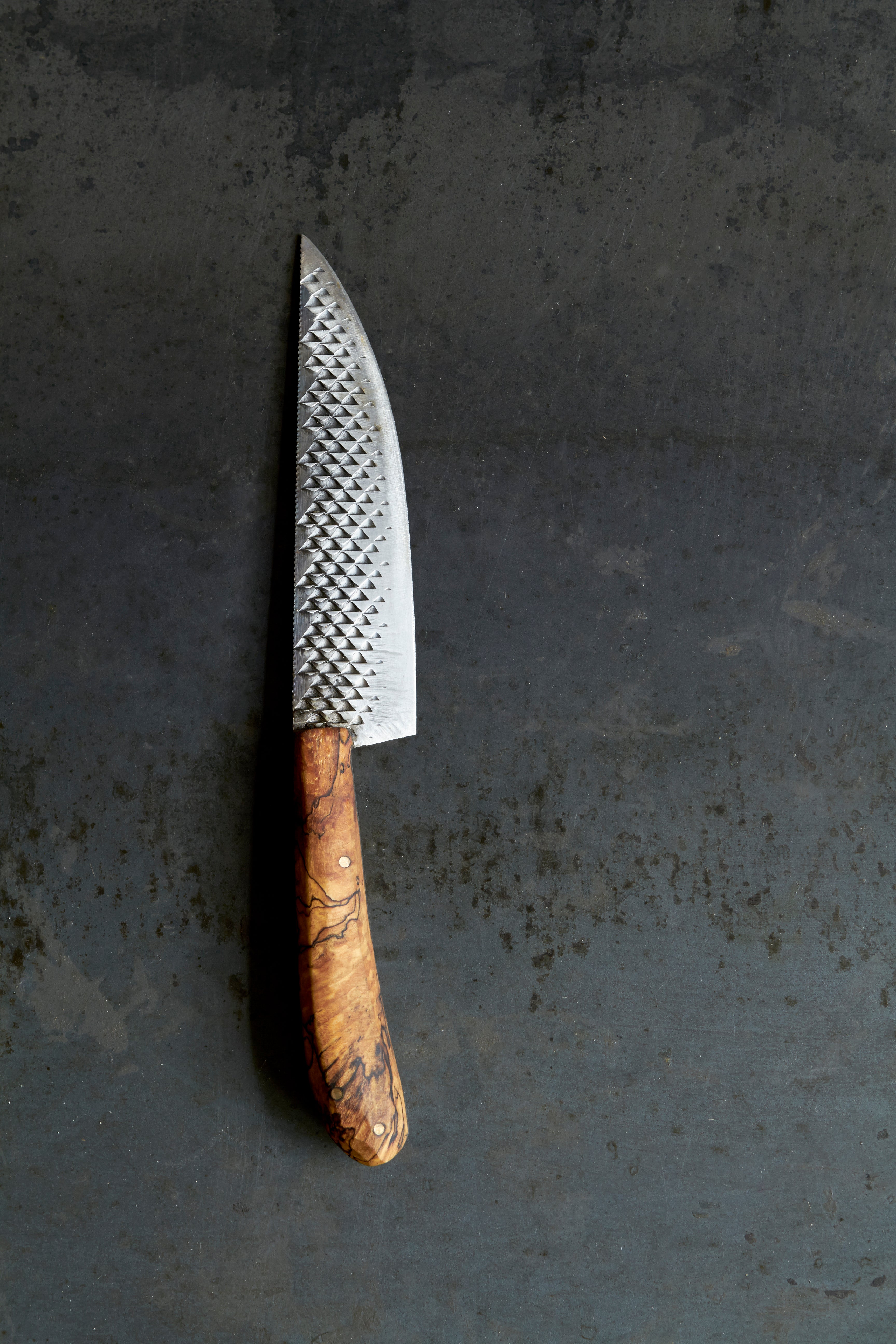 Finished Chelsea Miller knife on a cutting board